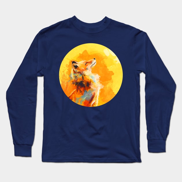 Blissful Light - Fox illustration Long Sleeve T-Shirt by Flo Art Studio